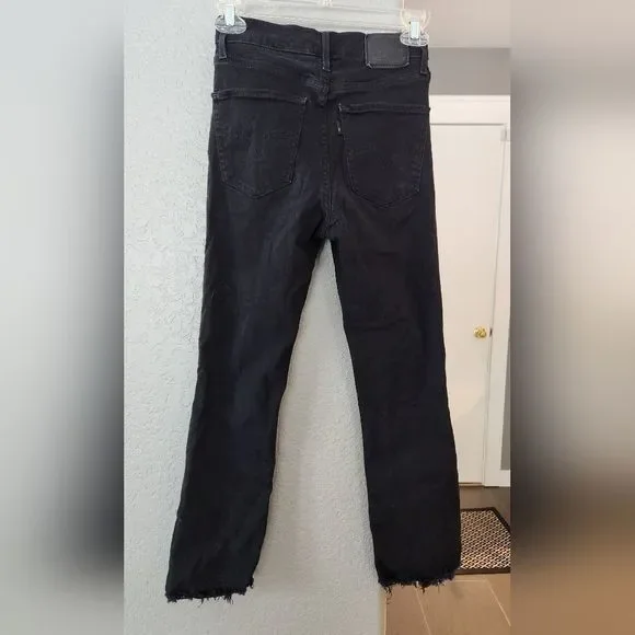 Levi's Black Ribcage Straight Ankle Women's Jeans, Raw Hem,‎ Size 24 - Picture 3 of 7